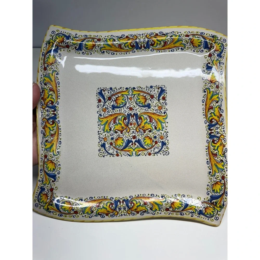 VIN Meridiana Ceramiche Italy Raffaellesco Serving Set Platter and Bowl Majolica